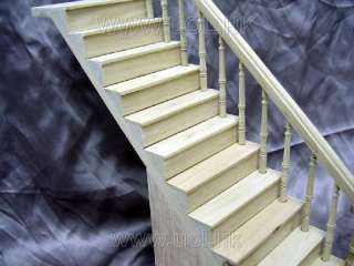 Scale Doll House Right Turn Staircase Unfinished  