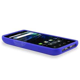   Blue TPU Gel Case+Privacy Protector+Stereo Headset For T Mobile LG G2X