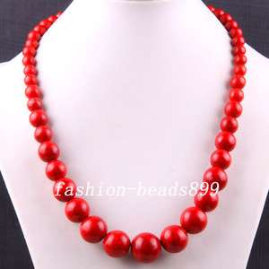 Red Turquoise Round Gemstone beads Necklace 20 E339  