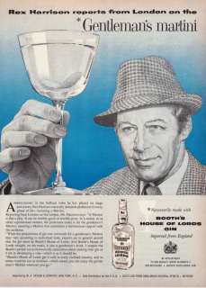 1958 Rex Harrison Art Booths Gin vintage print ad  