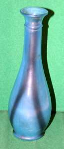 Vintage Blue Reverse Painted Glass Vase  