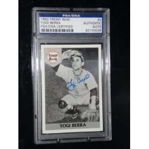 YOGI BERRA Autographed Yankees Card Front Row 92 PSA #2   Signed MLB 