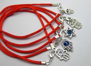 10 Mixed Kabbalah Hand Charms Red String Good Luck Bracelets 20cm 