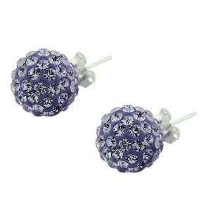   Violet Purple Crystals Disco Bead Ball Stud Womens Earrings Jewelry