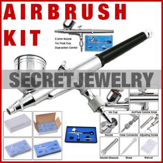 Dual Action Gravity Feed Airbrush Kit Spray Gun  
