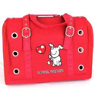   Designer Dog Puppy Heart Cat Pet Travel Carrier Bag Red