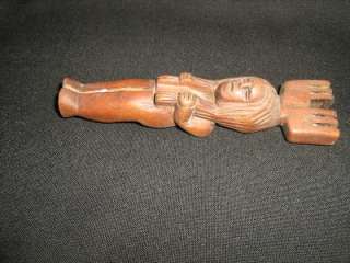HAND CARVED SLINGSHOT HANDLE MAYAN WOMAN WITH LONG HAIR  