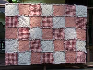   Country Red Rag Quilt Country Primitive **Handmade in NJ**  