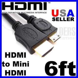 MINI HDMI TO HDMI CABLE 6FT FOR HD CAMCORDER CANON SONY  