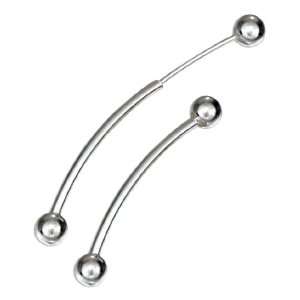   Silver Curved Barbell Illusion Ear Pins with 6mm Balls. Jewelry