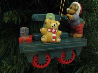   Train Teddy Bear Christmas Ornament NIB Holiday   