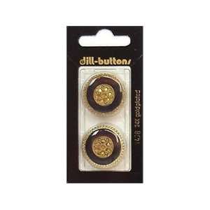   Dill Buttons 25mm Shank Enamel Navy/Gold 2 pc (6 Pack)