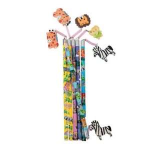   Pencils With Animal Dangling Erasers   Basic School Supplies & Pencils