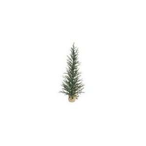  Pack of 4 Evergreen Pine Twig Christmas Trees With Burlap 