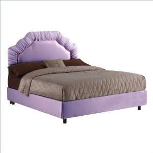   Lilac Shirred Border Upholstered Fabric Bed Furniture & Decor