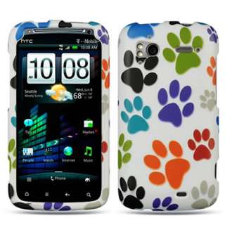HTC Sensation 4G T Mobile Colorful Dog Paws Hard Case Cover +Screen 