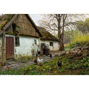   Monsted   24 x 16 inches   Bromolle Farm with Chickens