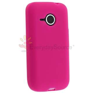 FOR HTC DROID ERIS PINK RUBBER CASE COVER+CAR CHARGER  