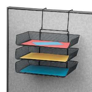   File Tray, Side Load, 3 Tier, Partition/Wall Mount, Black Office