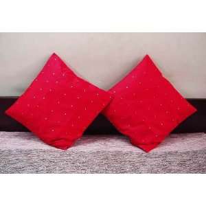 Pair Fire Brick Sari Cushion Covers Saree Pillow covers Made to 