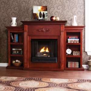  SEI Tennyson Gel Fireplace with Bookcases in Mahogany 