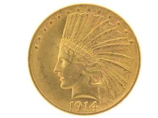 1914 United States Indian Head Eagle Ten Dollar $10 Gold Coin  