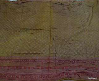   Silk Pre Owned Antique Indian Vintage Sari 5+ Yards USED Fabric  