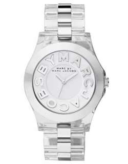MARC JACOBS CLEAR ACRYLIC AND SILVER RIVERA WATCH MBM4545 NEW  