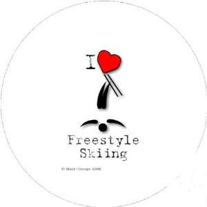  I Love Freestyle Skiing 2.25 inch (58mm) Round Keyring 
