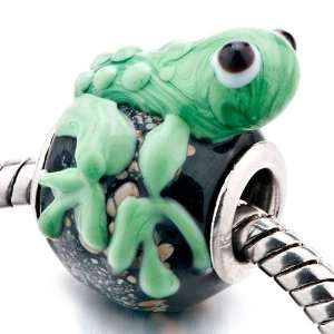   Frog Against Black Beads Fits Pandora Charm Bracelet Pugster Jewelry
