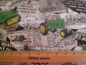 Fabric John Deere Vintage Tractors allover Creme  