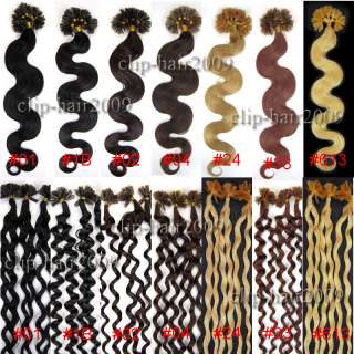 20100S U keratinTip HUMAN HAIR EXTENSIONS★WAVY/Culy★  