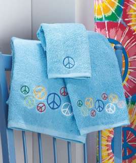 Round Retro Hippy PEACE Sign Bath Mat Rug Blue and Yellow NEW  