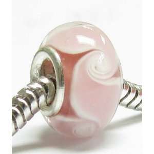   Pink Glass Bead For Pandora European Charm Bracelets 12.5mm Jewelry
