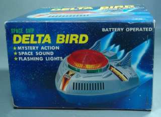   JAPAN BATTERY OPERATED ROBOT DELTA BIRD SPACE SHIP OLD STOCK  