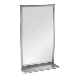   Inter Lok Stainless Steel Mirror W/ Shelf   Tempered Glass  24 X 48