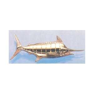   14K Gold 68MM Blue Marlin Fish Nautical Pendant