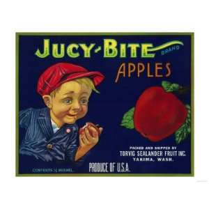  Jucy Bite Apple Crate Label   Yakima, WA Giclee Poster 
