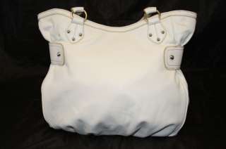   89* MODEL ROUND ABOUT WHITE LARGE PLEATED TOTE HANDBAG PURSE  
