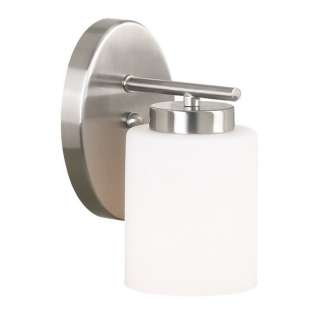 NEW 1 Light Wall Sconce Lighting Fixture, Brushed Steel, White Frosted 