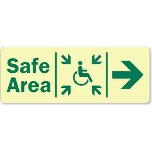  GlowSmart Directional Exit Sign, Handicap Safe Area Right 