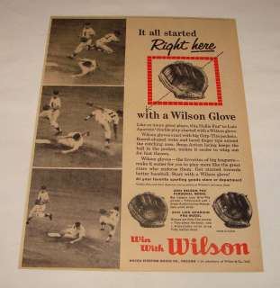 1960 NELLIE FOX+LUIS APARICIO Wilson baseball glove ad  