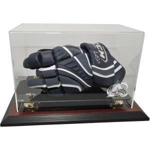 Hockey Player Glove Display Case, Mahogany   Colorado Avalanche   NHL 
