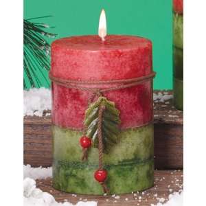   Holiday Naturals Frosted Mulberry Scented Pillar Christmas Candles 4