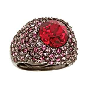  Kenneth Jay Lane   Gunmetal Pink Ruby Cocktail Ring 