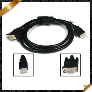 HDMI GOLD MALE TO VGA HD 15 MALE Cable 5FT 1.5M Full 1080 HD PC DVD 