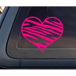  Zebra Print Heart HOT PINK Car Decal / Sticker Automotive