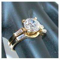 90ct Brilliant 18K GOLD PLATED WEDDING RING SET sz 8  