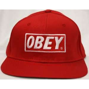  Obey Snapback Red Adjustable Plastic Snap Back Hat / Cap 