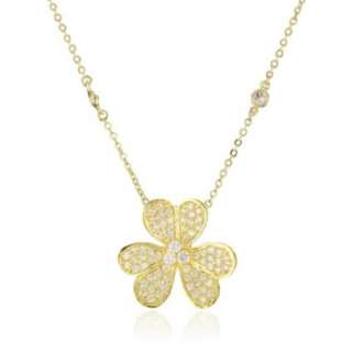 CZ by Kenneth Jay Lane Floral CZ Flower Pendant Stations Necklace 